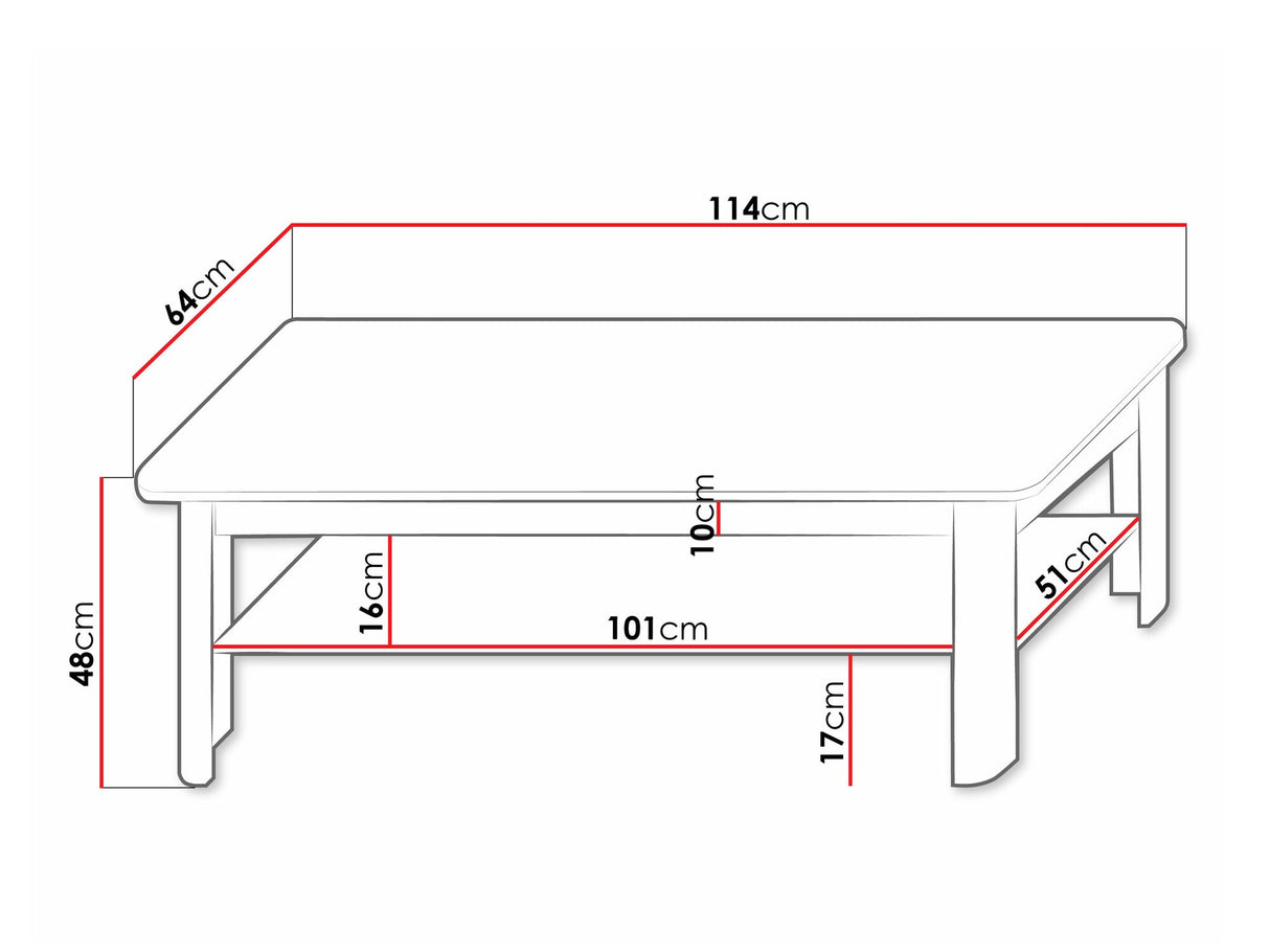 Dohányzóasztal FILL Regał 7 Ława Sonoma/Grafit połysk 5902928670370