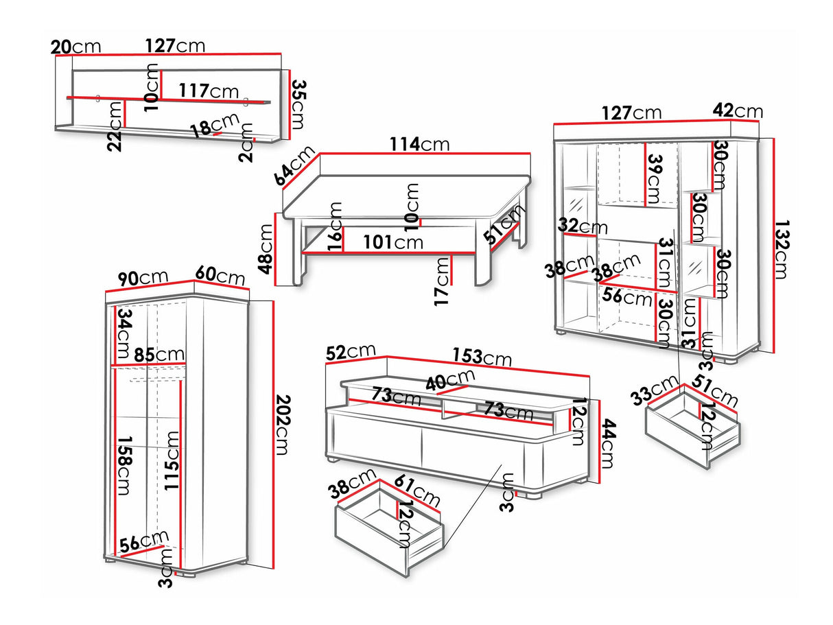 Nappali szett FILL I, Komód: Nem, Led világítás: Nem