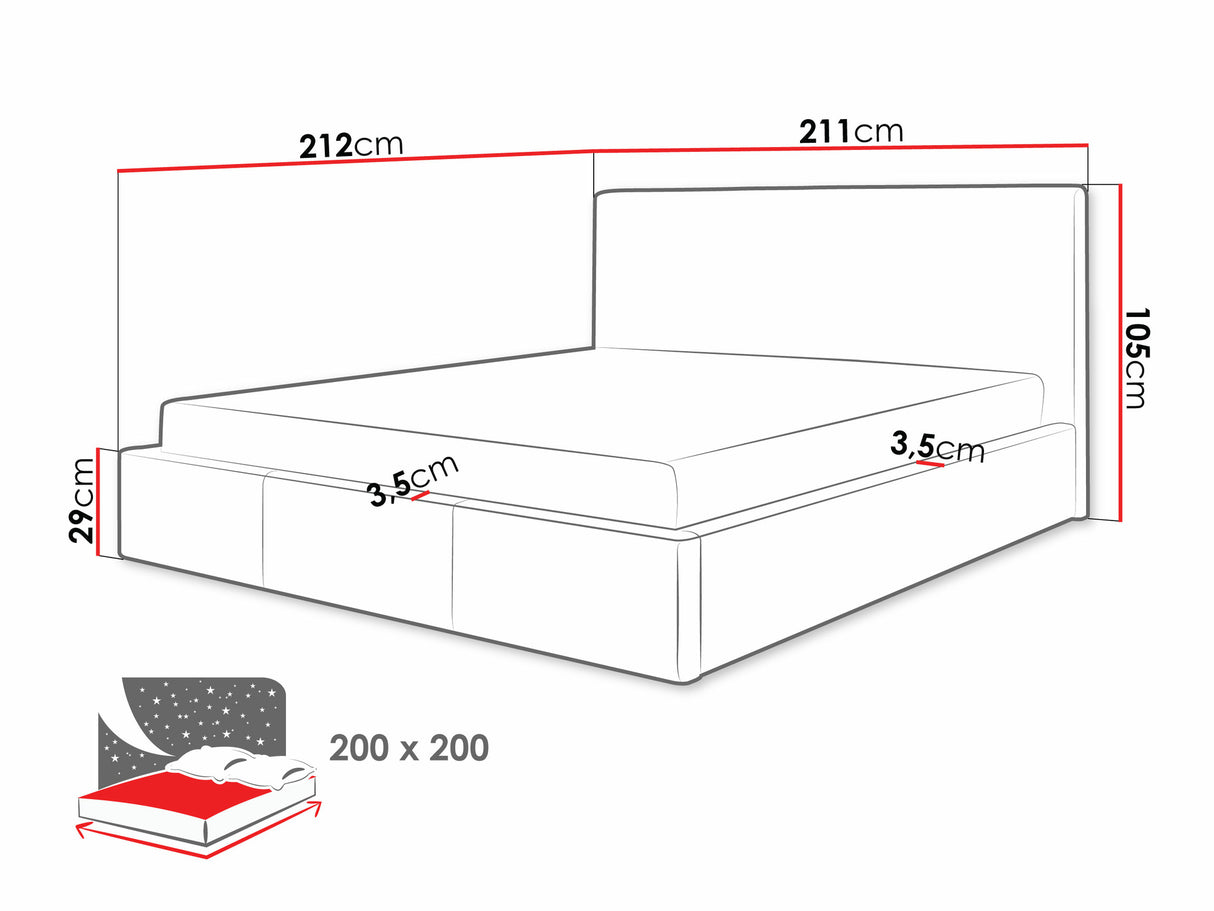 Ágy Swift st fém (Mentai), Szín: Sawana 80, Alvó felület mérete: 200 x 200 cm