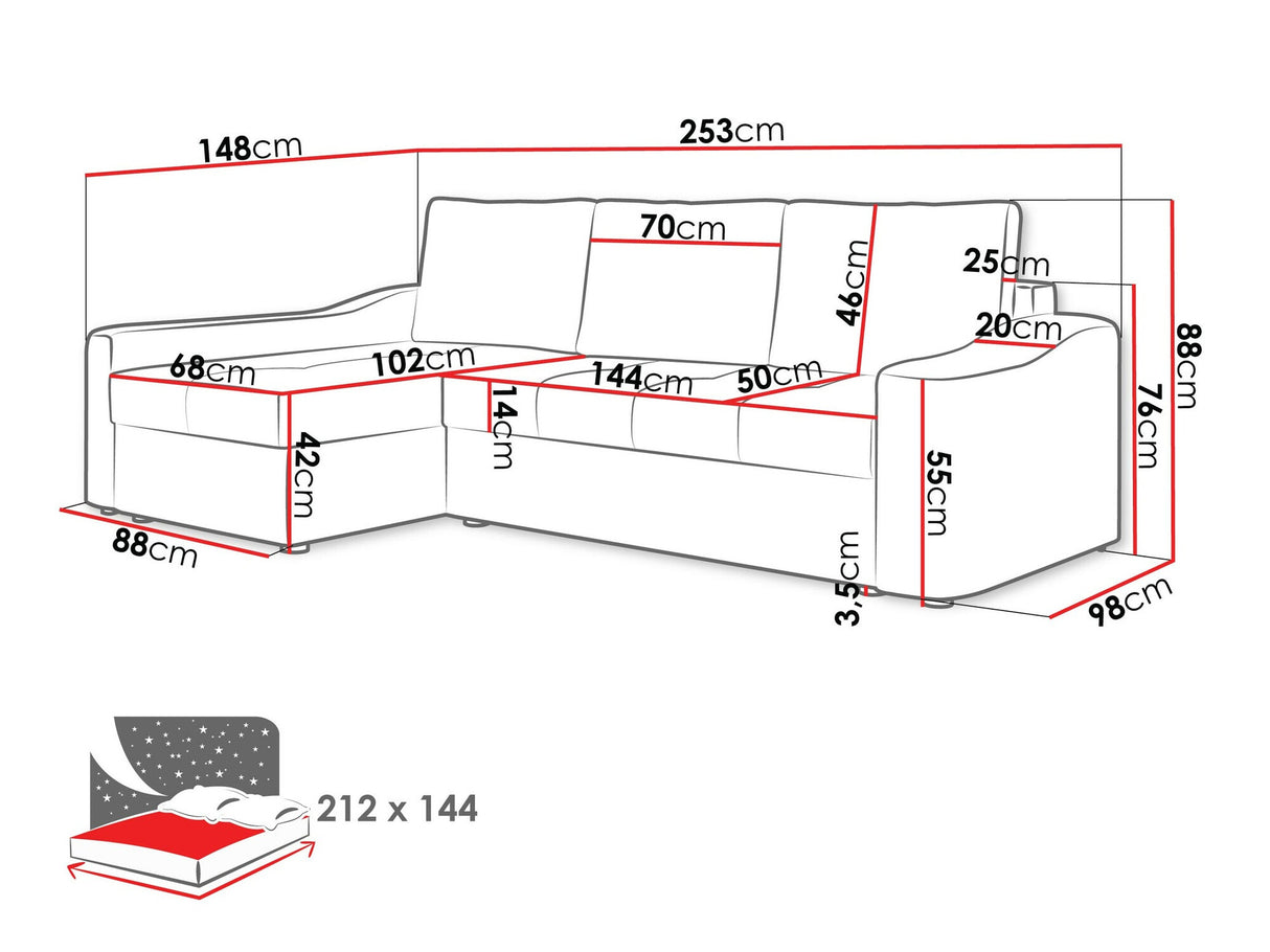 Sarokkanapé HARBOR, Szín: Velo 621, Változatok: Balos