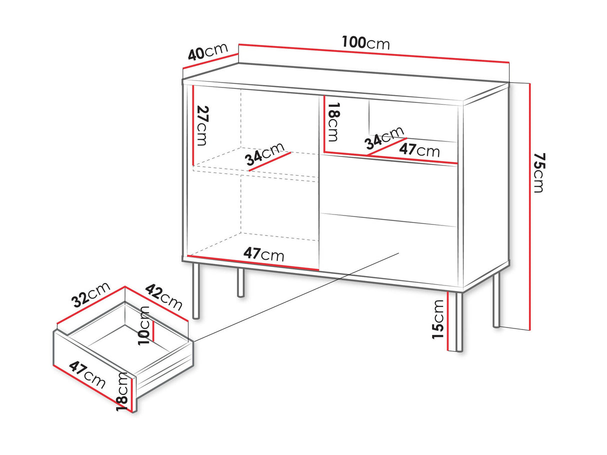 Komód TRESSE 1D2S, Szín: Beige