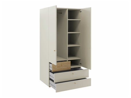 Gardróbszekrény Yuki 2, Színek: Szürke + Tölgy