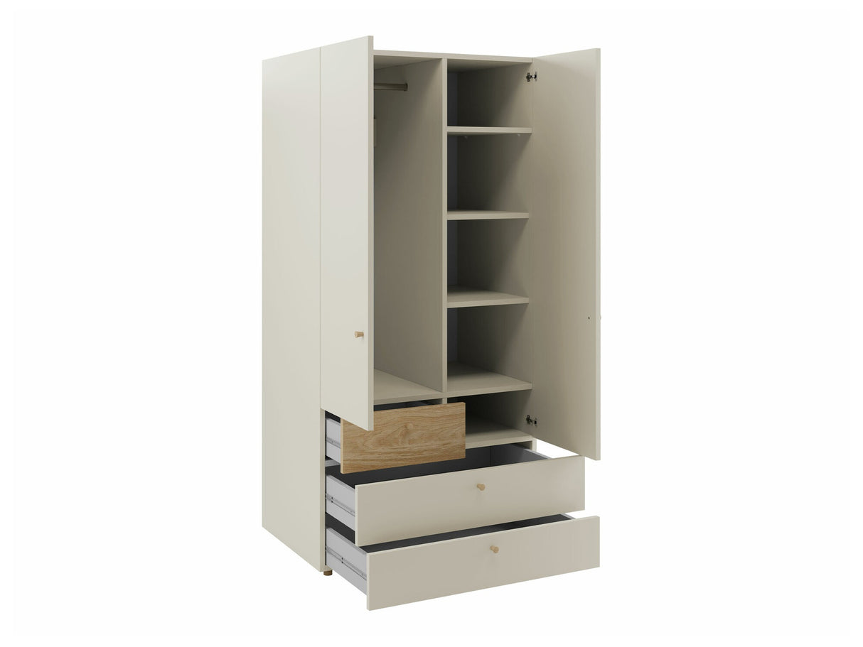 Gardróbszekrény Yuki 2, Színek: Szürke + Tölgy