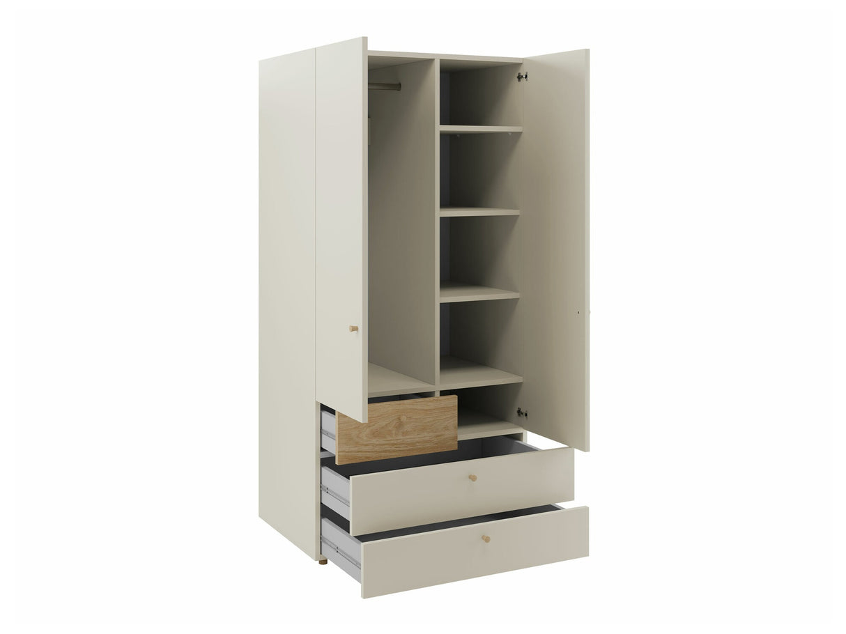 Gardróbszekrény Yuki 2, Színek: Beige + Tölgy