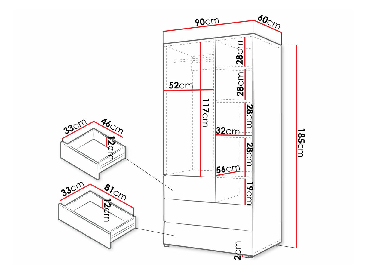 Gardróbszekrény Yuki 2, Színek: Beige + Tölgy