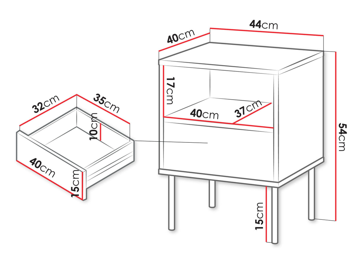 Éjjeliszekrény szett Szafki nemcne TRESSE, Szín: Zöld