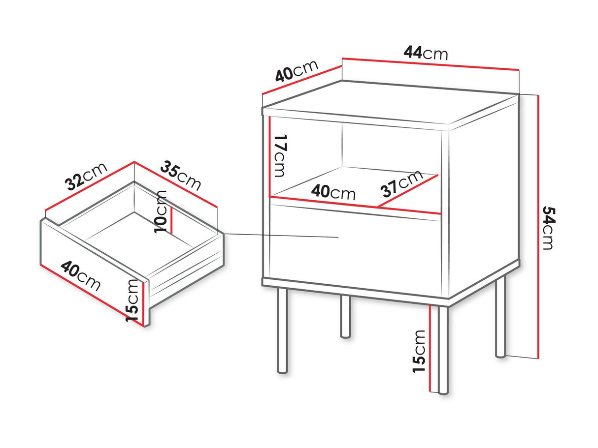 Éjjeliszekrény szett Szafki nemcne TRESSE, Szín: Beige