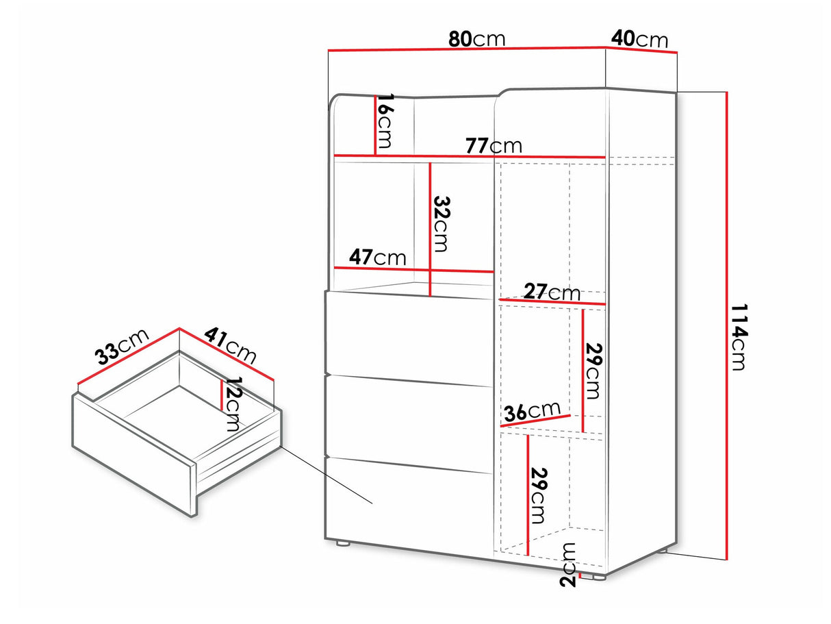 Könyvespolc Yuki 7, Színek: Coral + Tölgy