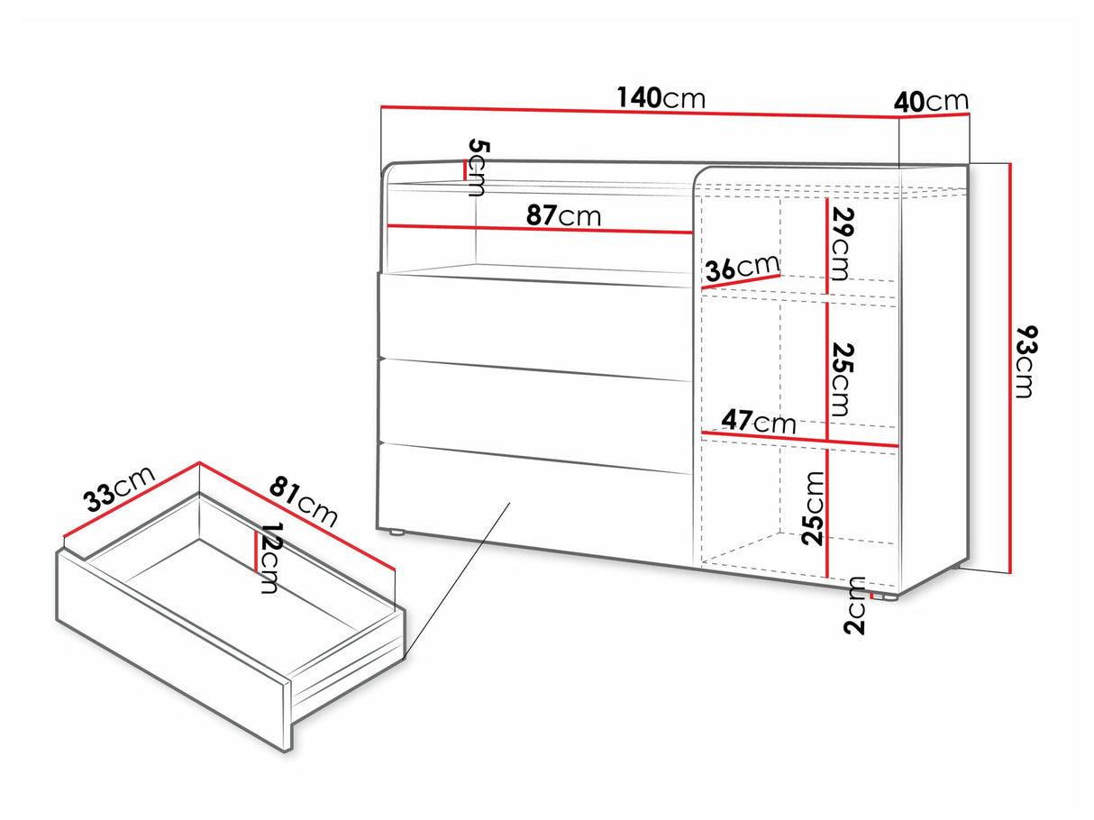 Komód Yuki 8, Színek: Beige + Tölgy