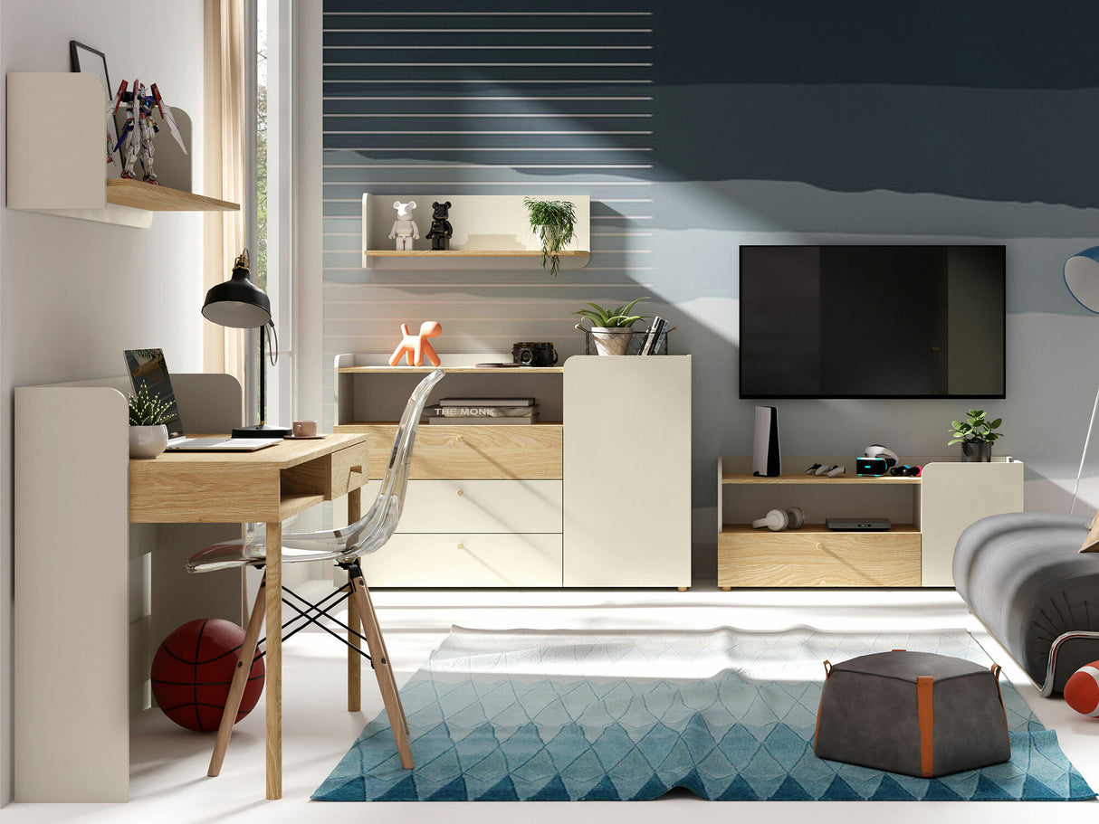 Komód Yuki 9, Színek: Beige + Tölgy