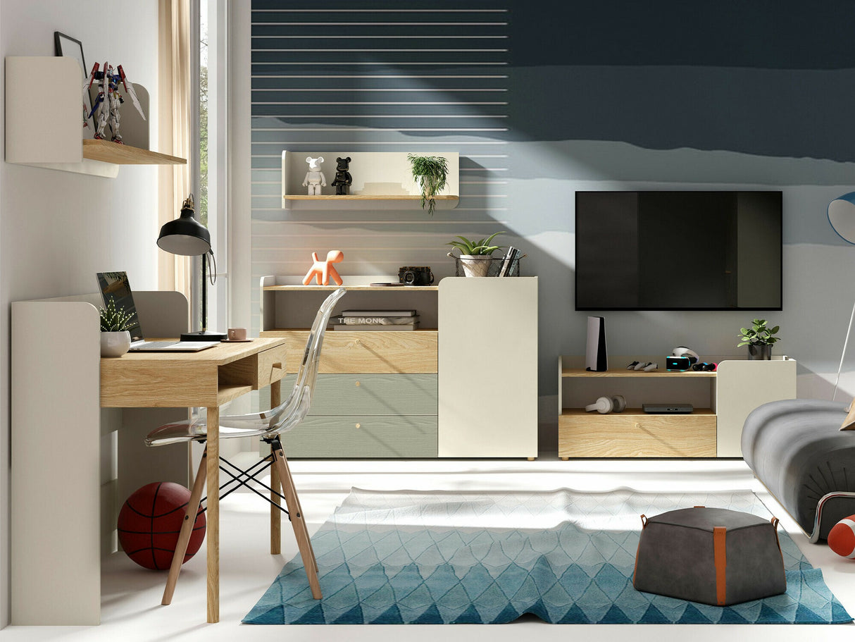 Komód Yuki 9, Színek: Szürke + Tölgy