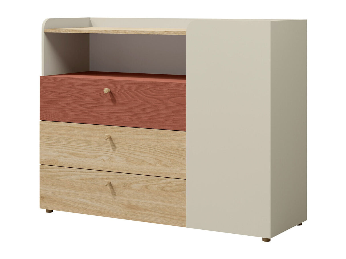 Komód Yuki 9, Színek: Coral + Tölgy