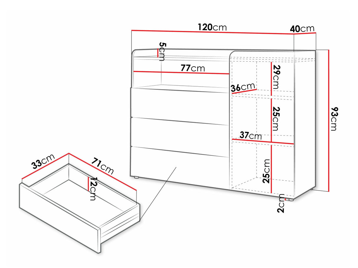 Komód Yuki 9, Színek: Beige + Tölgy