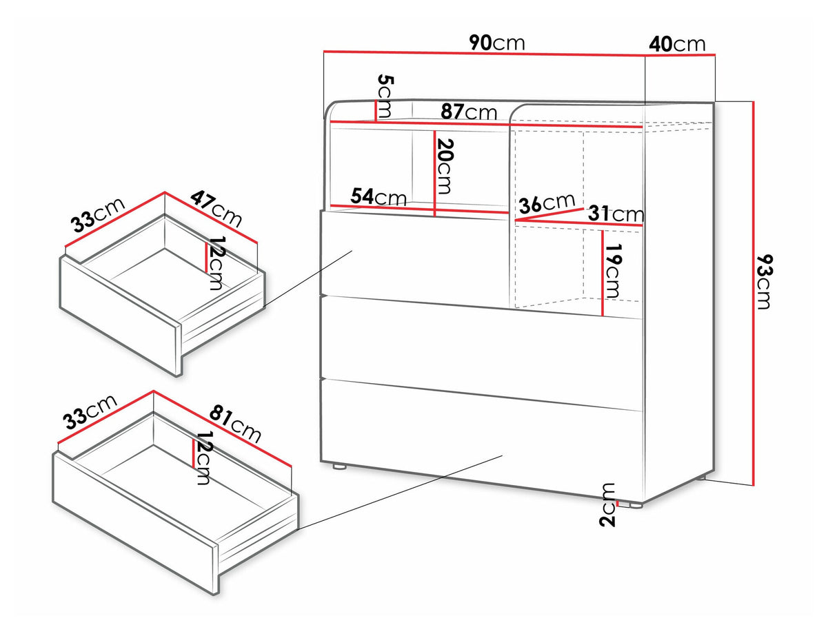 Komód Yuki 10, Színek: Szürke + Tölgy