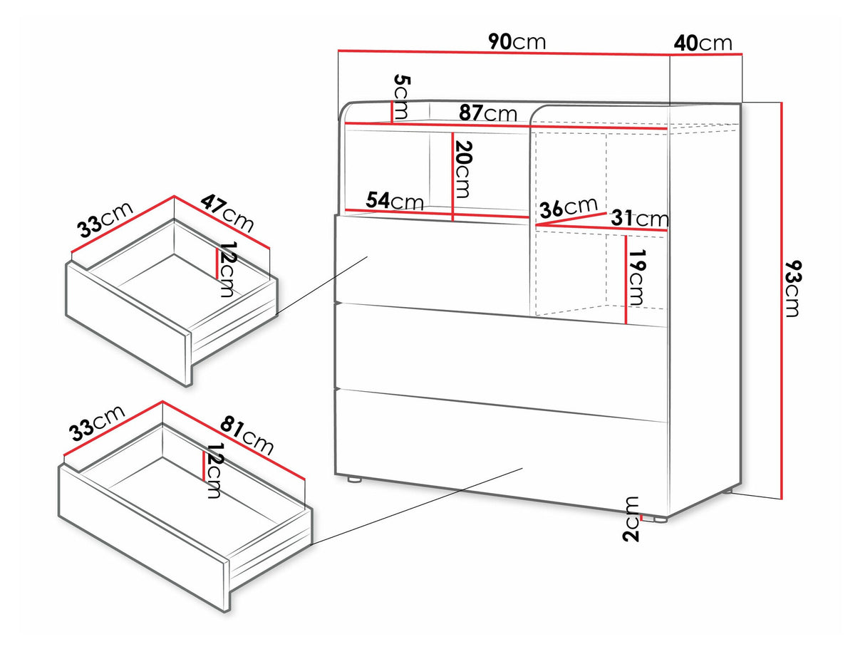 Komód Yuki 10, Színek: Beige + Tölgy