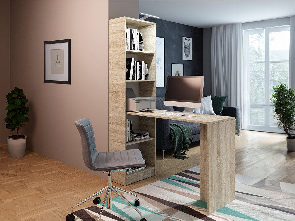 Íróasztal B1 (Kylie), Szín: Sonoma tölgy, Világítás: Igen