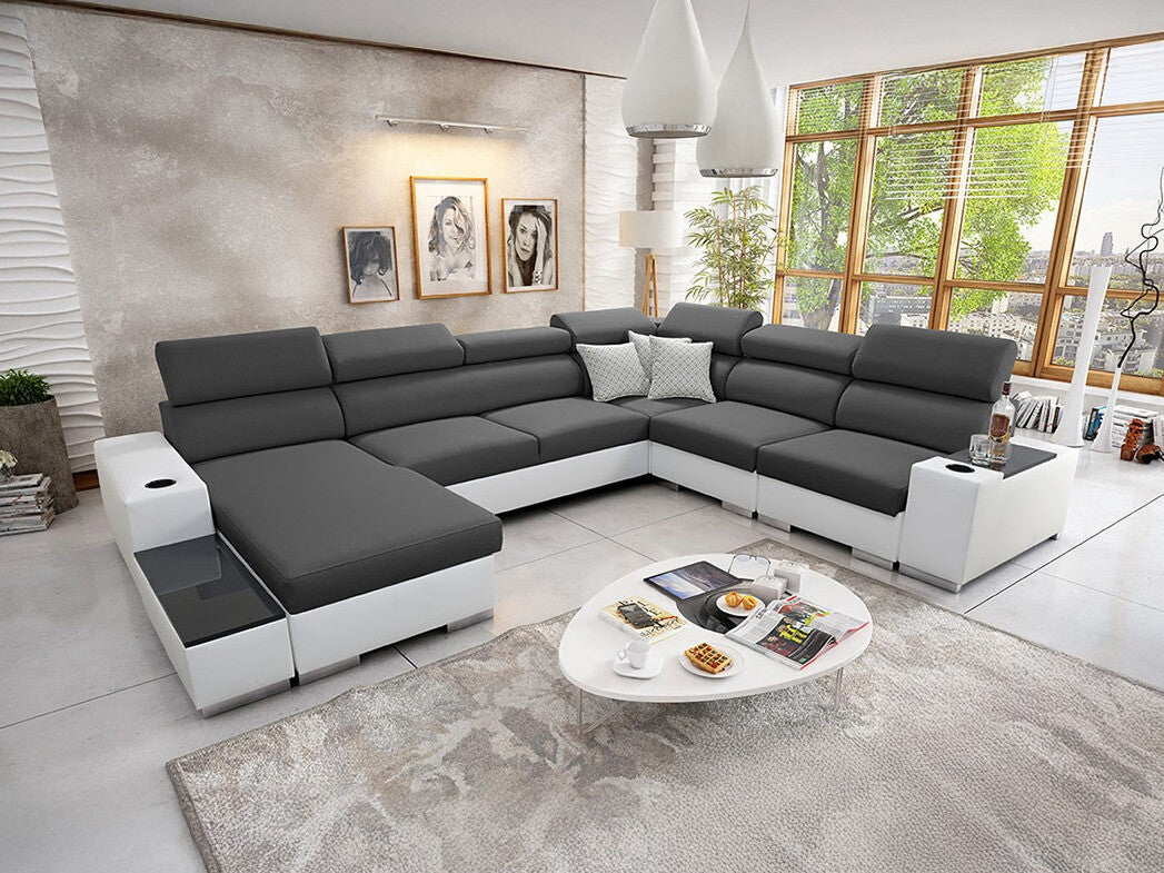 Sarokkanapé Perseo VIII, Szín: Öko bőr Ekj 01 + Sawana 96 + Evo 32, Változatok: Balos