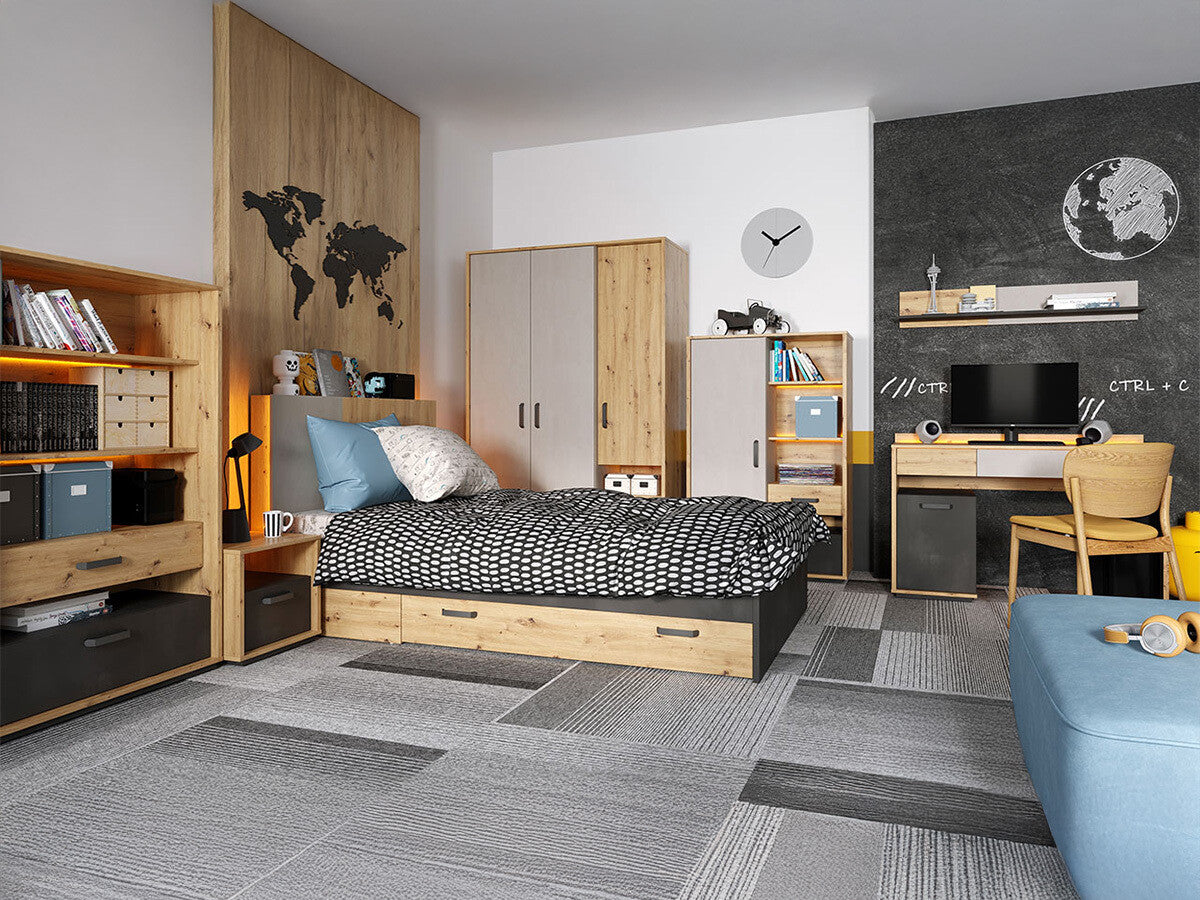 Bútorkészlet Meble QUBIC I Dąb Artisan/Raw Acél/Silk Flou 5903211294983