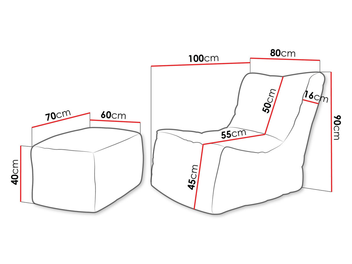 Babzsák Fotel REST + podnóżek EASY, Szín: Poso 110