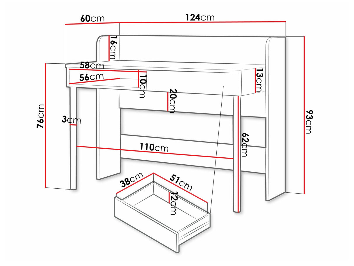 Íróasztal YUKI Regał 11 Biurko Szarobeżowy/Dąb Olejowany 5903211389559