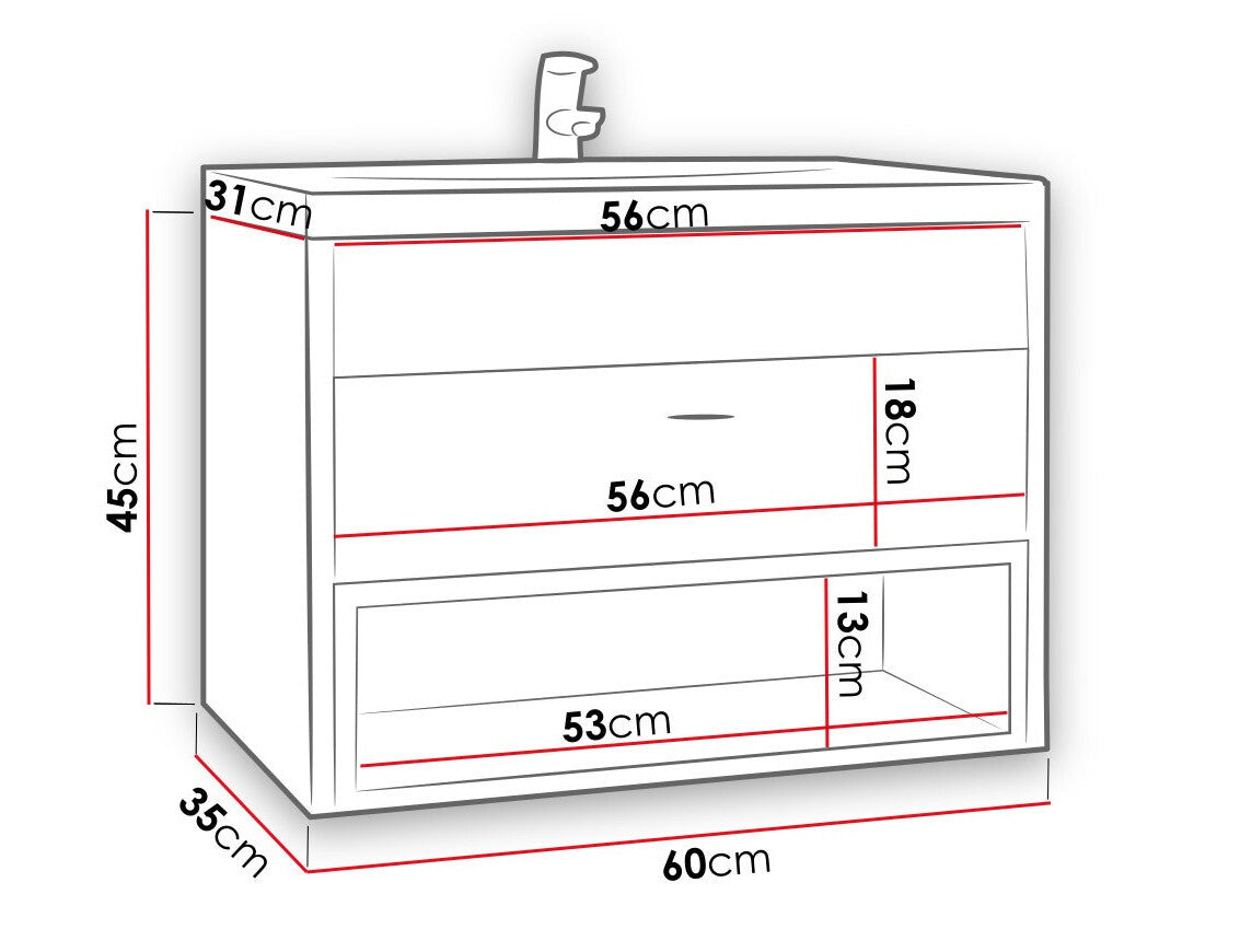 Fali szekrény mosdónak Szafka OLIER OL, Szín: Fehér + Artisan tölgy, Mosdókagyló: Igen