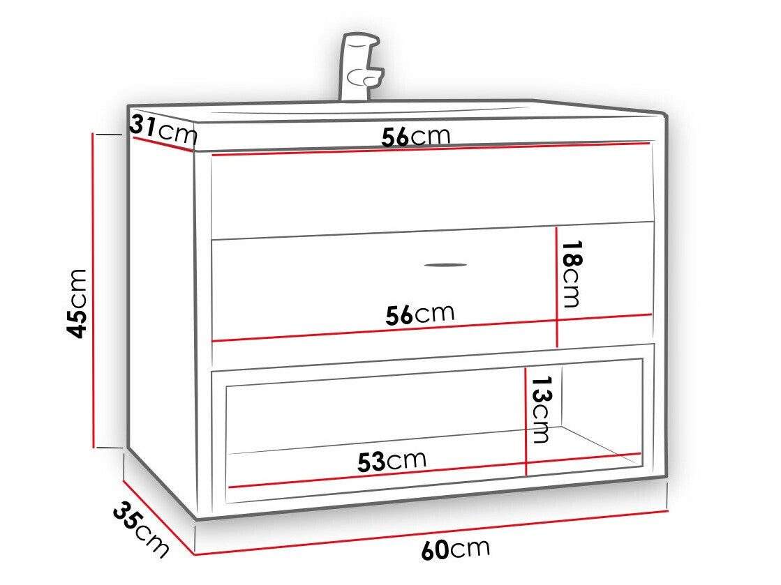 Fali szekrény mosdónak Szafka OLIER OL, Szín: Artisan tölgy + Fekete, Mosdókagyló: Igen