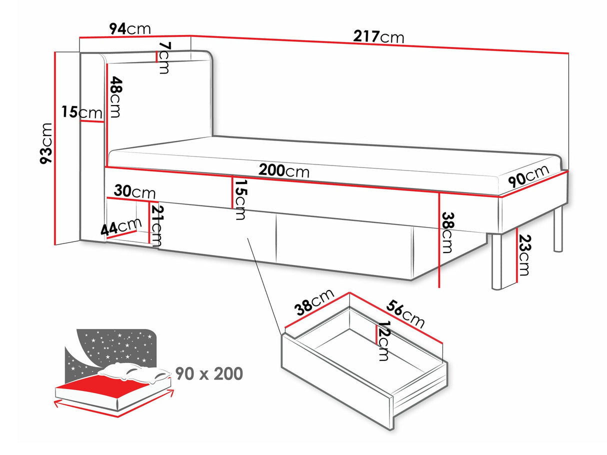 Ágy Yuki 13, Fiókok színe: Beige