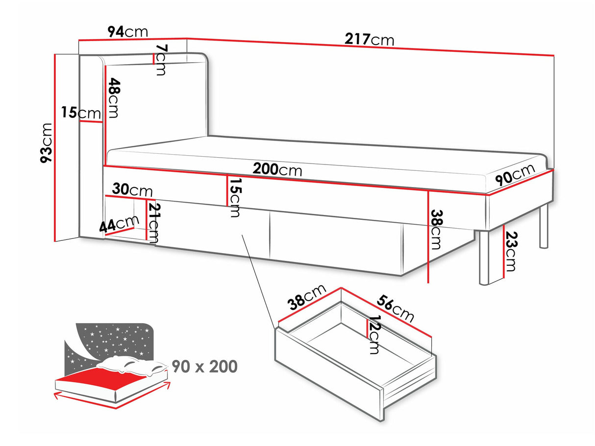 Ágy Yuki 13, Fiókok színe: Szürke