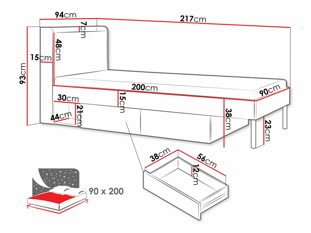 Ágy Yuki 13, Fiókok színe: Coral