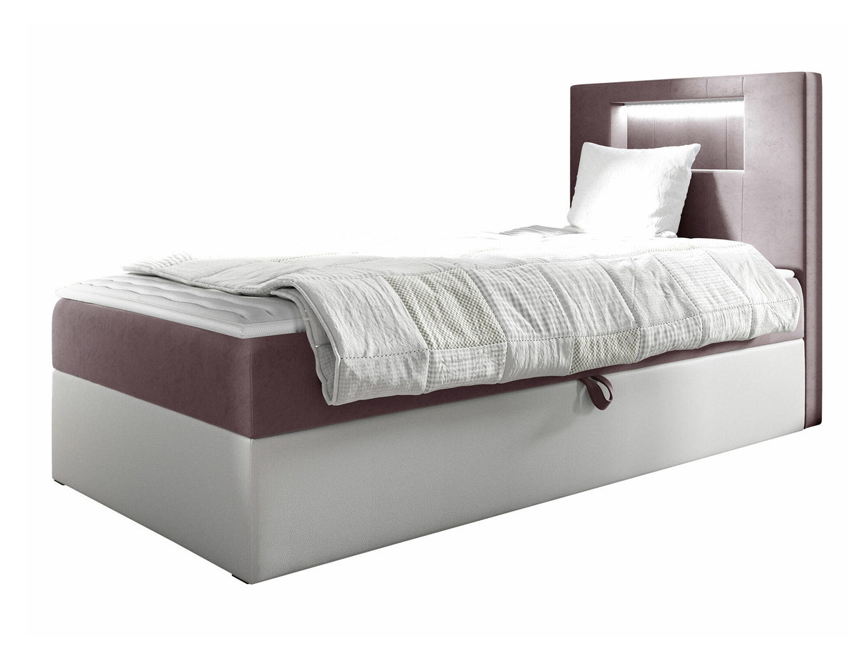 Kontinentális ágy JUNIOR GOLD 1, Szín: Öko bőr Soft 017 + Fresh 9, Ágyneműtartó: Jobbra, Alvó felület mérete: 80 x 200 cm