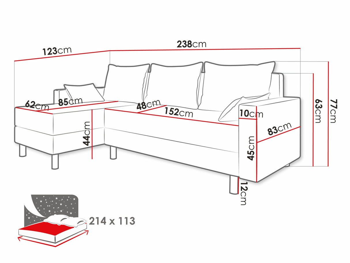 Sarokkanapé BRICK (Aravins), Szín: Alova 04 + Alova 10