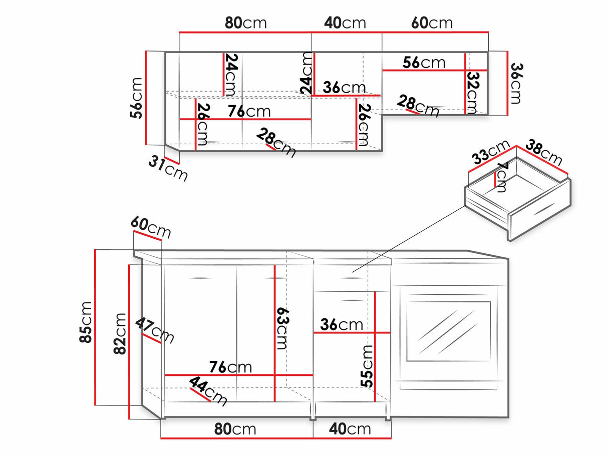 Konyhabútor Mela (Elena 180) , Szín: Sonoma tölgy + Beige, Led világítás: Igen