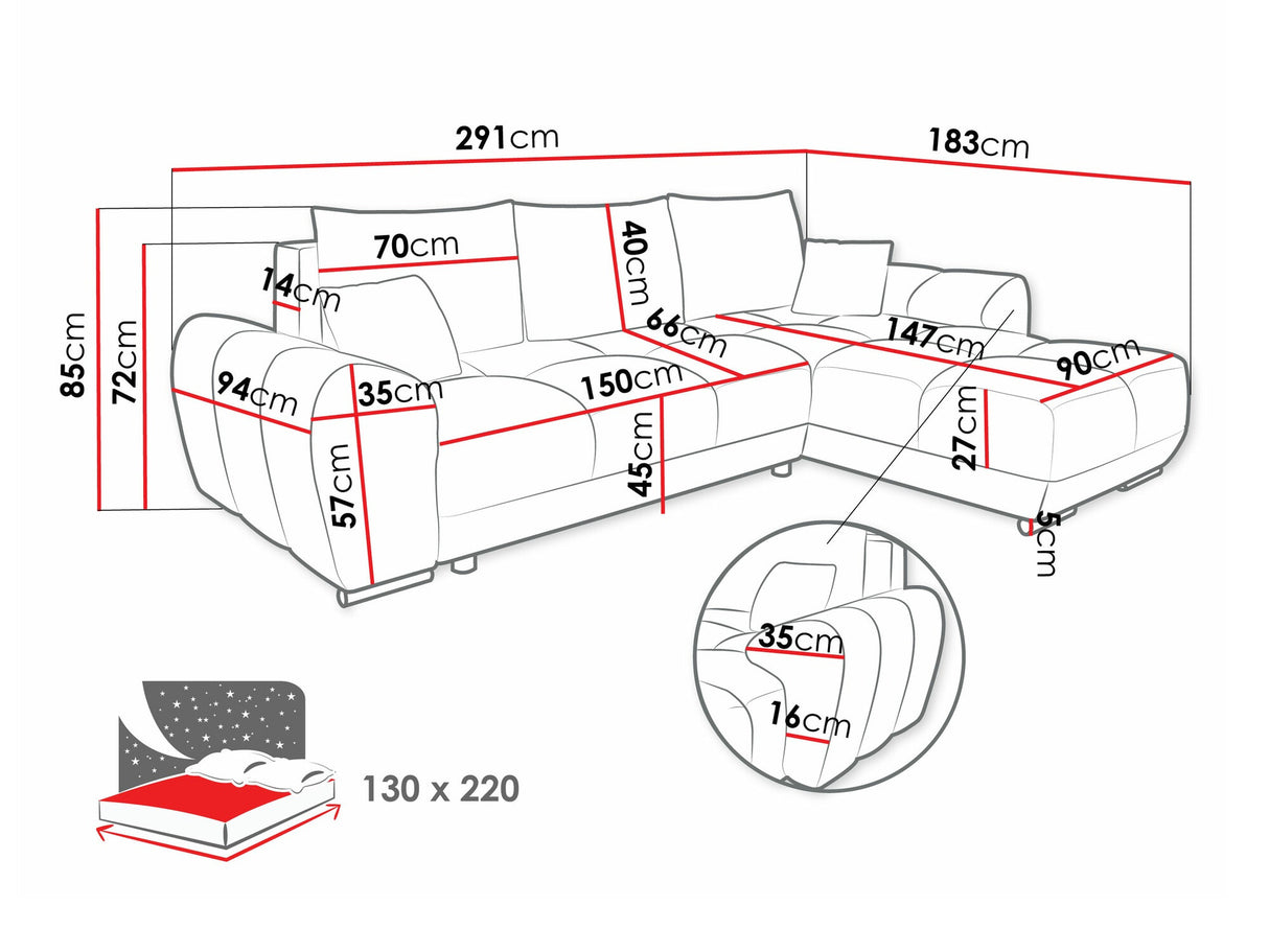 Sarokkanapé Narożnik LOGO L, Szín: Velo 623