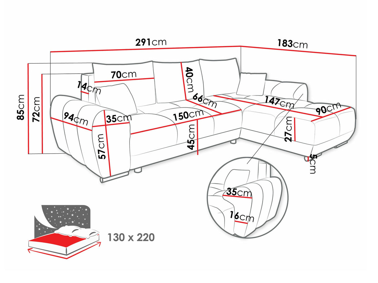 Sarokkanapé Narożnik LOGO L, Szín: Velo 633