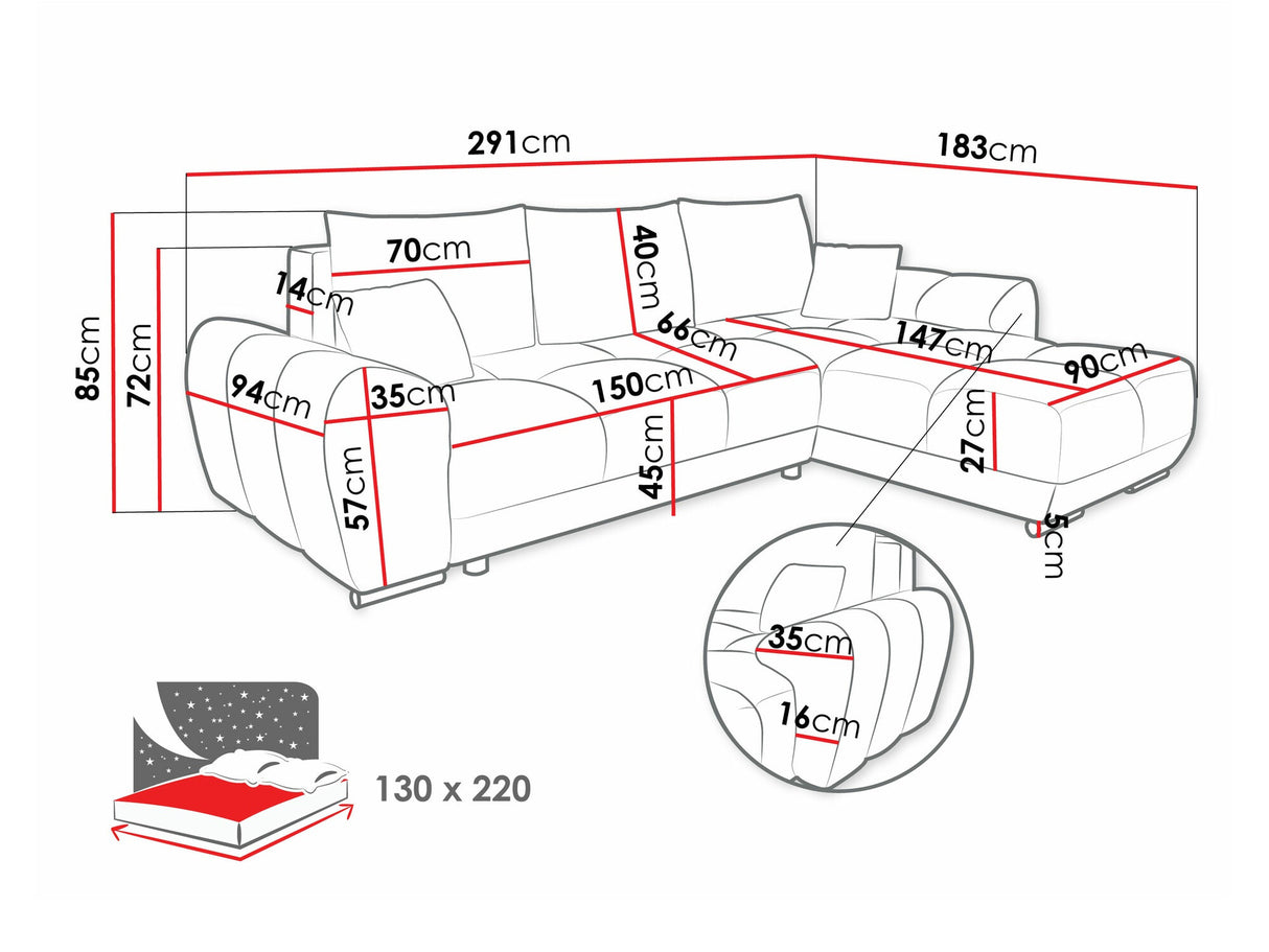 Sarokkanapé Narożnik LOGO L, Szín: Velo 635