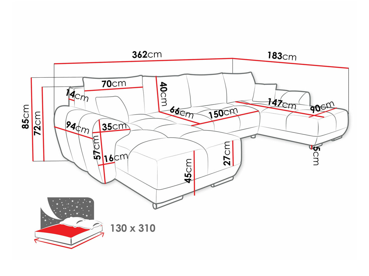 Sarokkanapé Narożnik LOGO U Velo, Szín: Velo 621