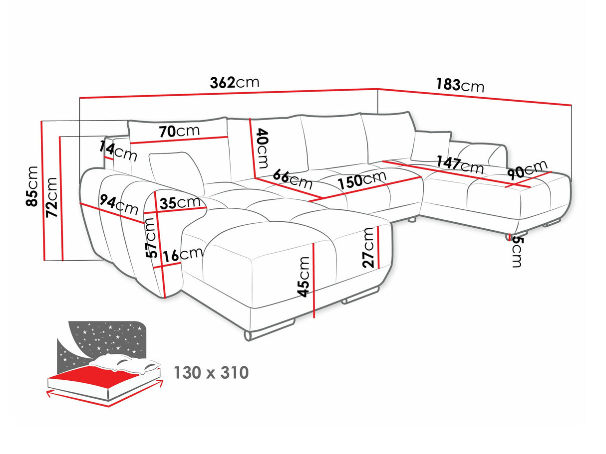 Sarokkanapé Narożnik LOGO U Velo, Szín: Velo 623