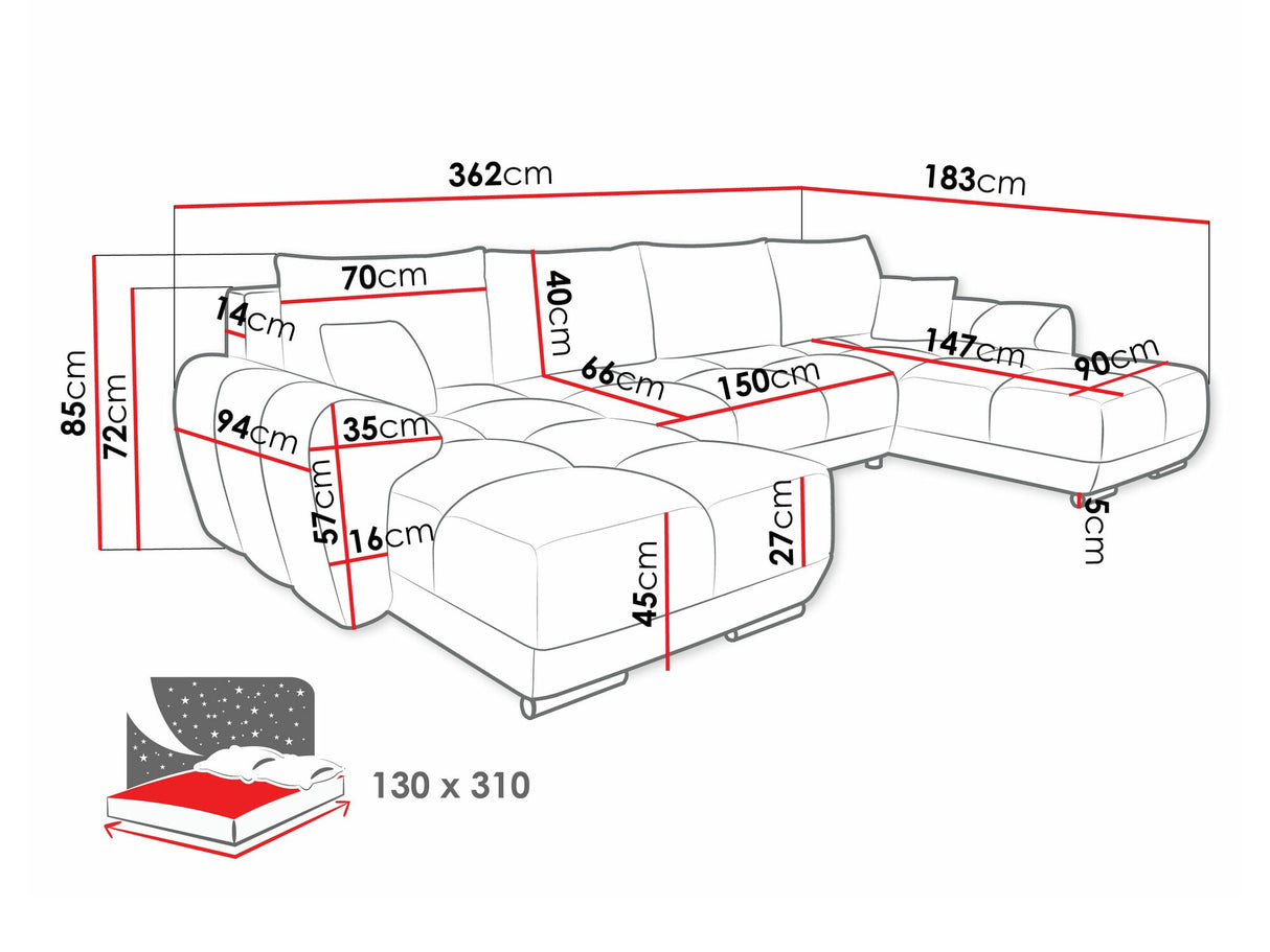 Sarokkanapé Narożnik LOGO U Velo, Szín: Velo 626