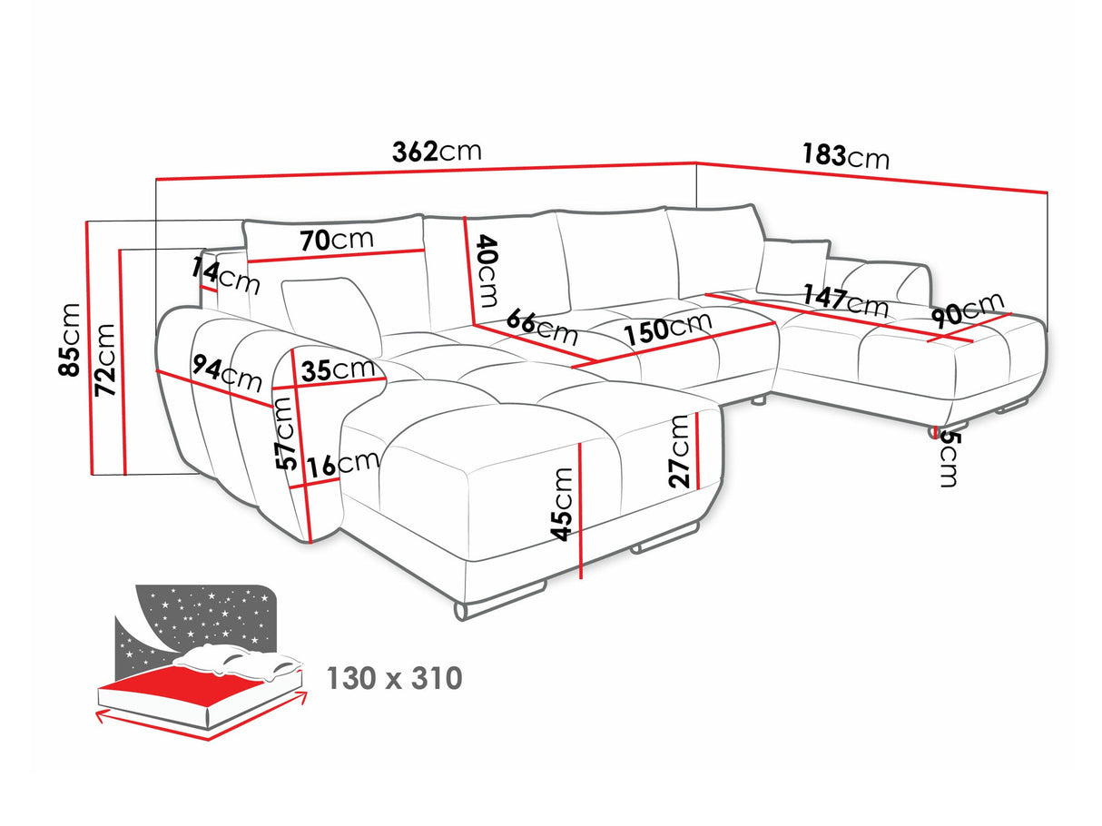 Sarokkanapé Narożnik LOGO U Velo, Szín: Velo 627