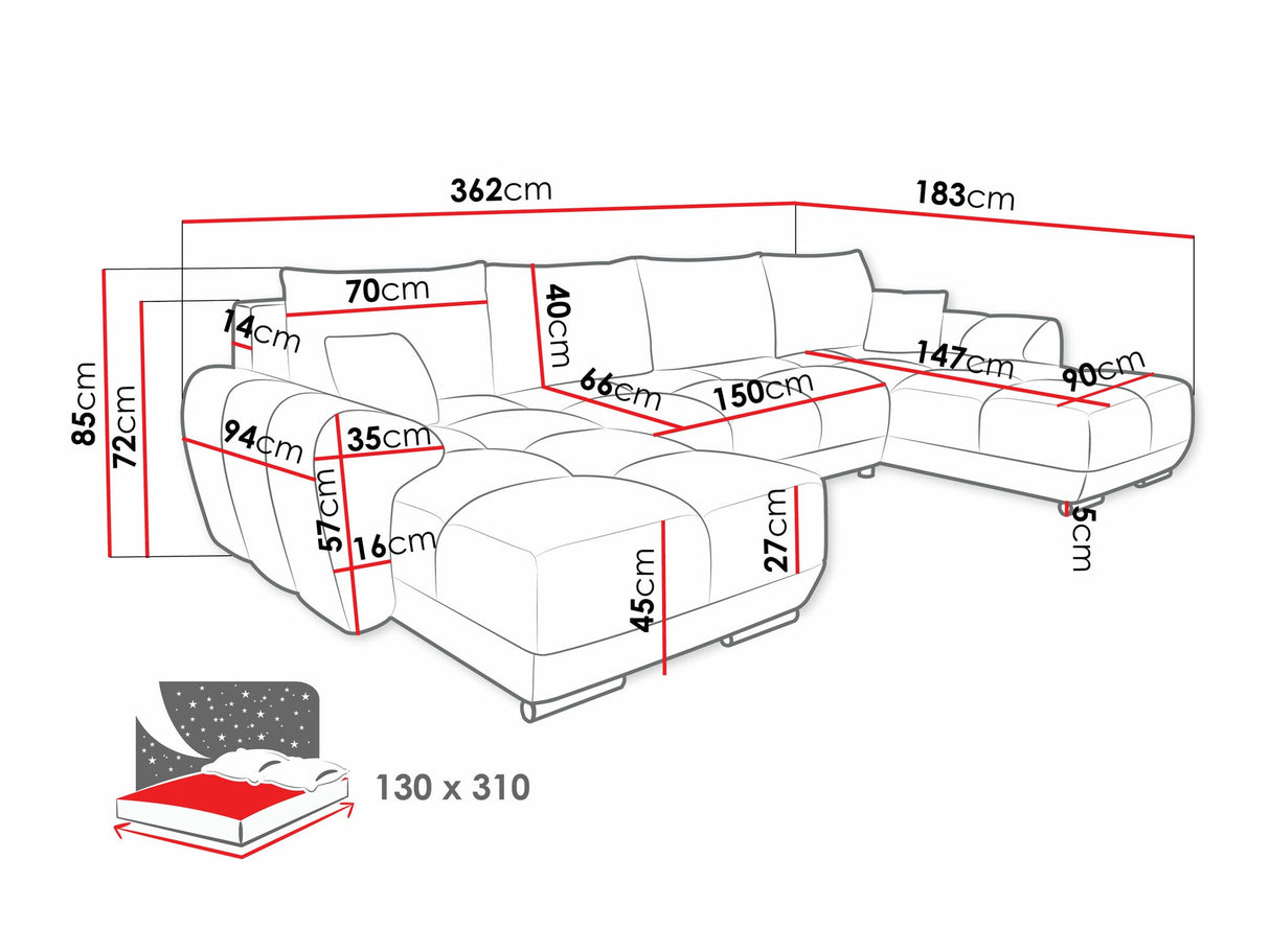 Sarokkanapé Narożnik LOGO U Velo, Szín: Velo 633