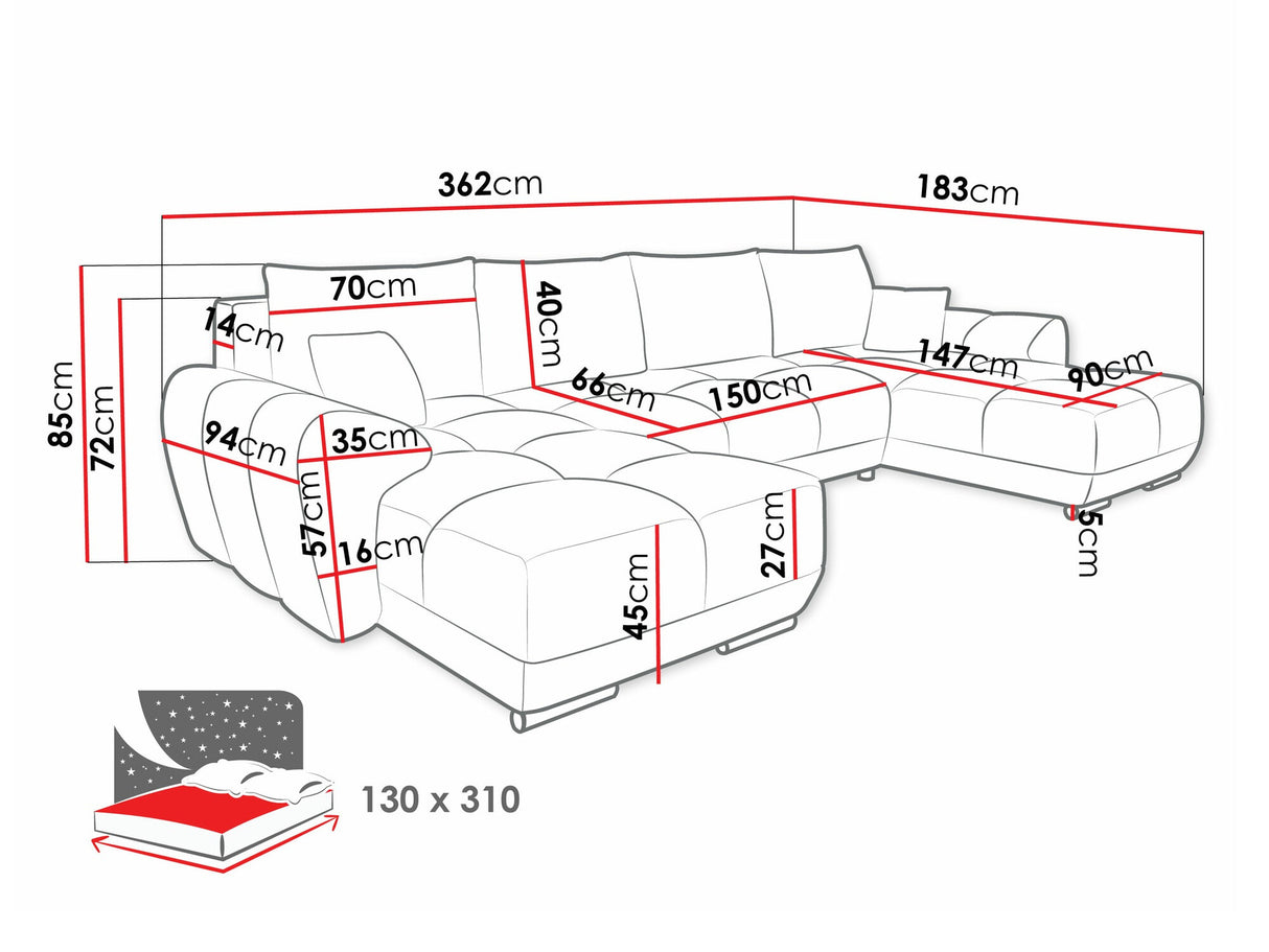 Sarokkanapé Narożnik LOGO U Velo, Szín: Velo 635