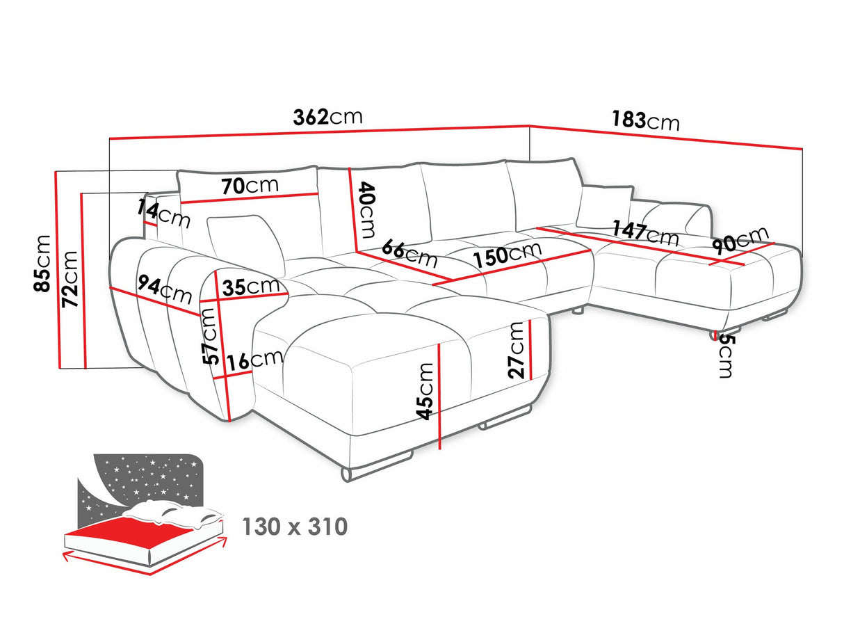 Sarokkanapé Narożnik LOGO U Velo, Szín: Velo 636