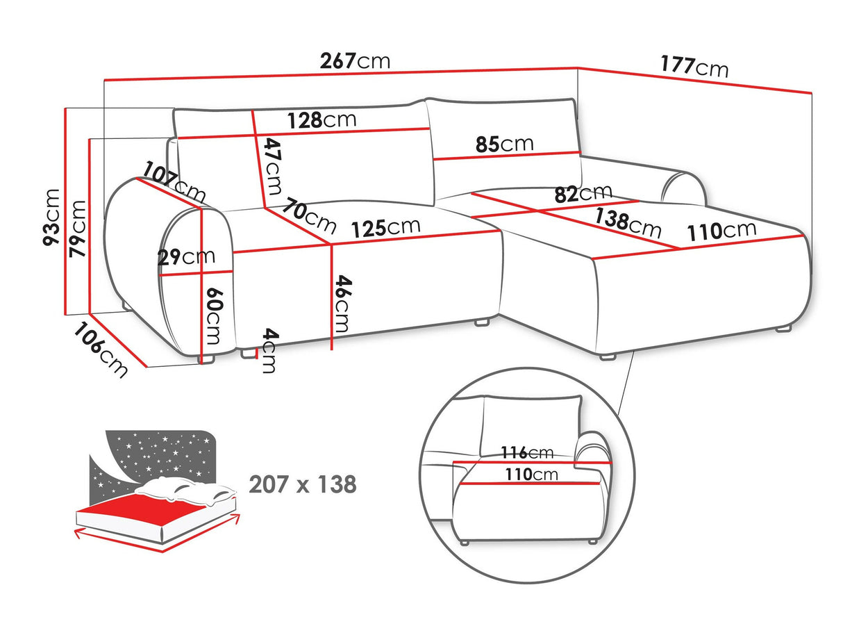 Sarokkanapé Narożnik BELLO, Szín: Tilia 03, Változatok: Balos