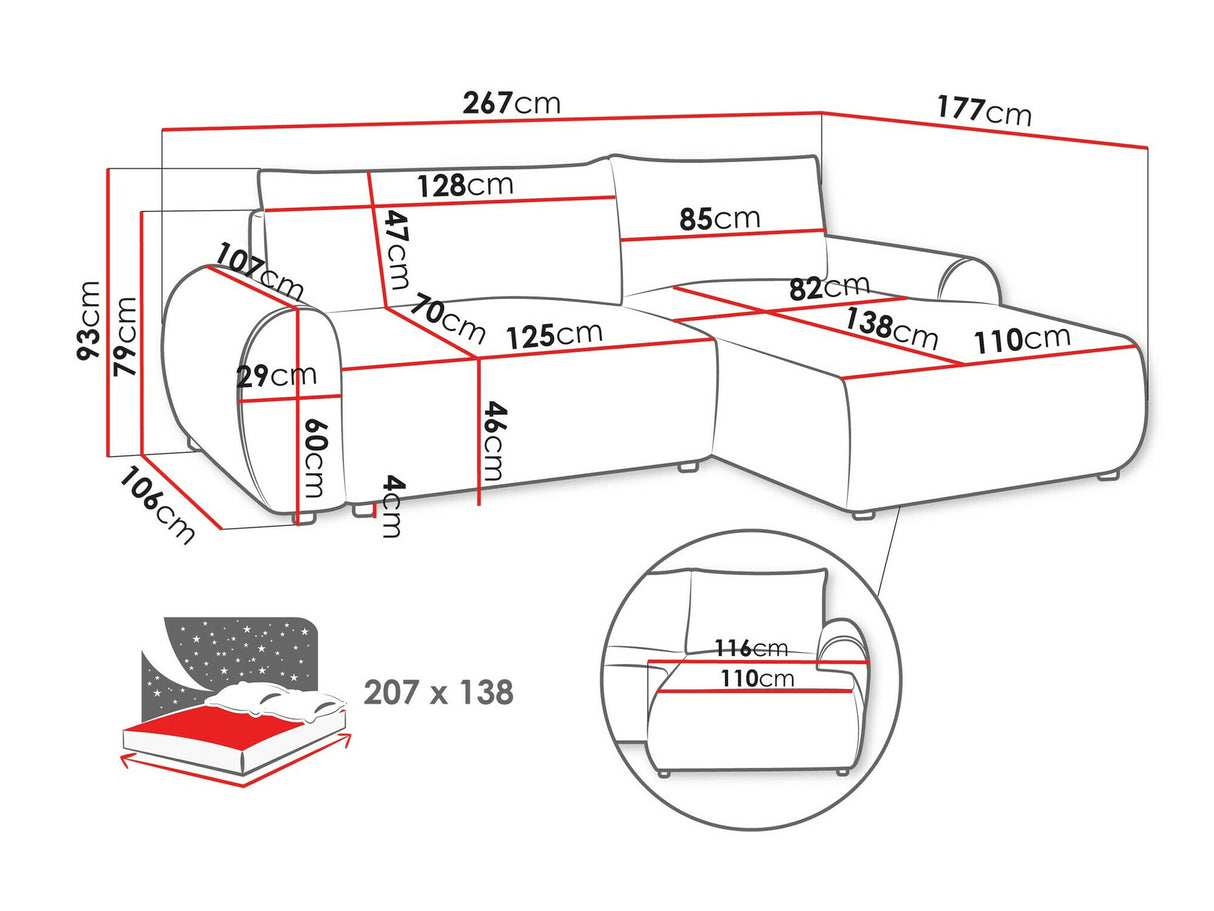 Sarokkanapé Narożnik BELLO, Szín: Tilia 17, Változatok: Balos