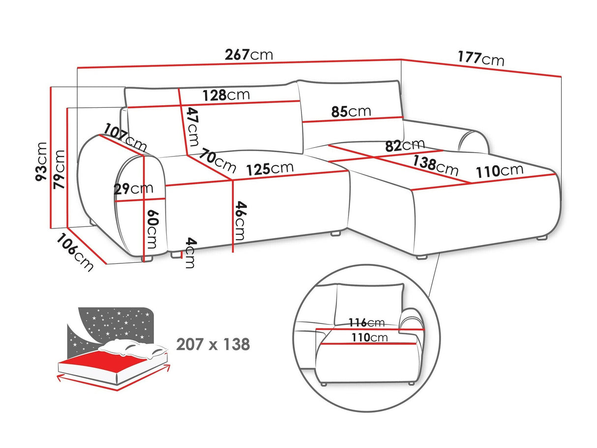 Sarokkanapé Narożnik BELLO, Szín: Tilia 17, Változatok: Jobbos