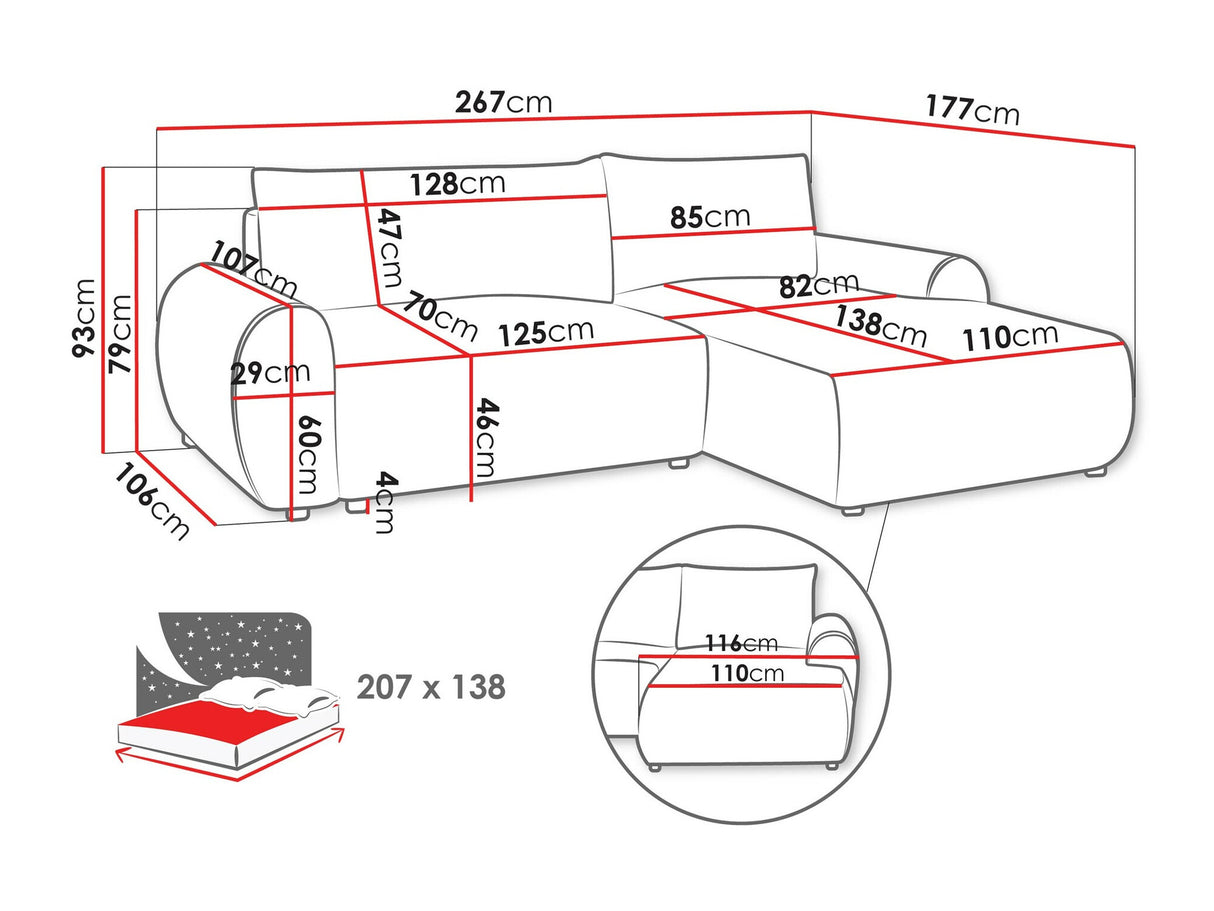 Sarokkanapé Narożnik BELLO, Szín: Tilia 86, Változatok: Jobbos