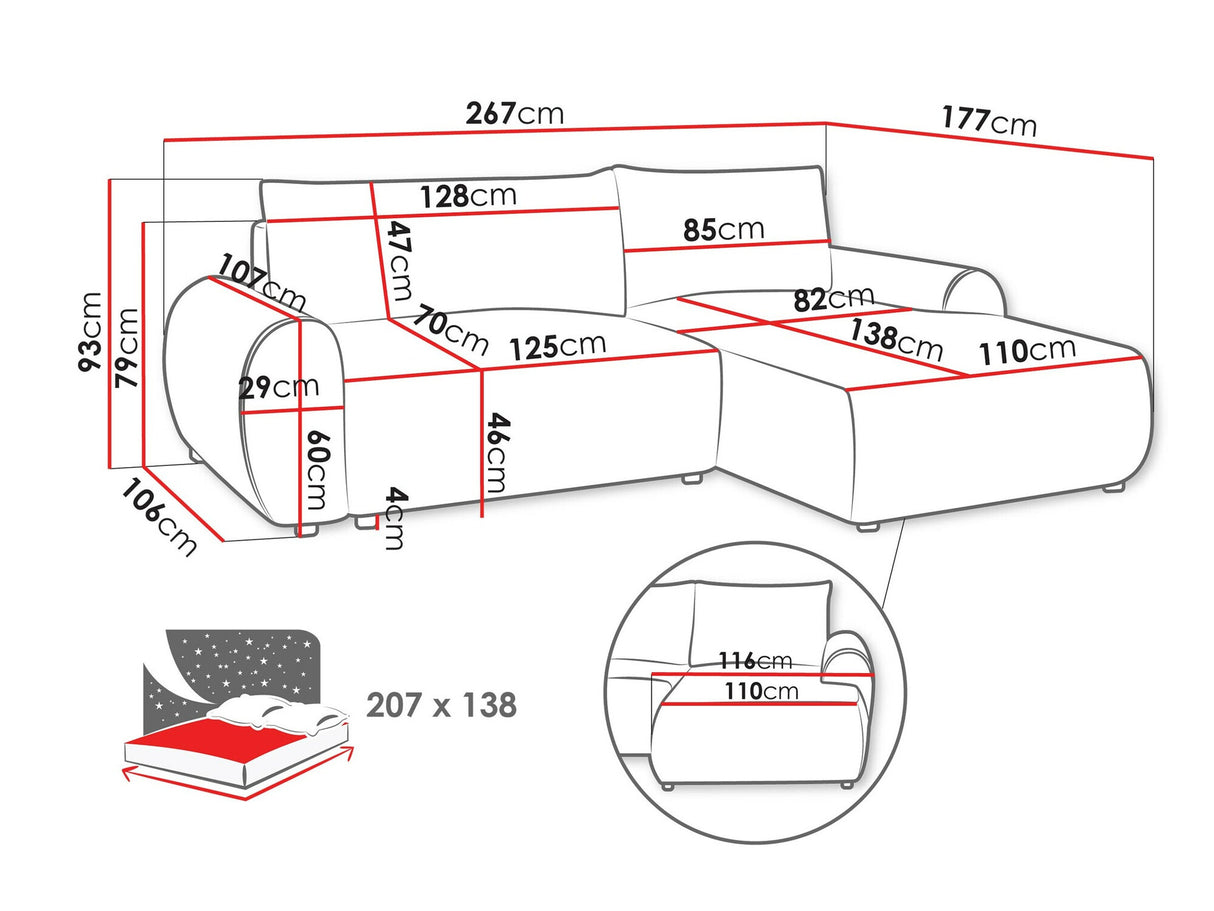 Sarokkanapé Narożnik BELLO, Szín: Tilia 90, Változatok: Balos