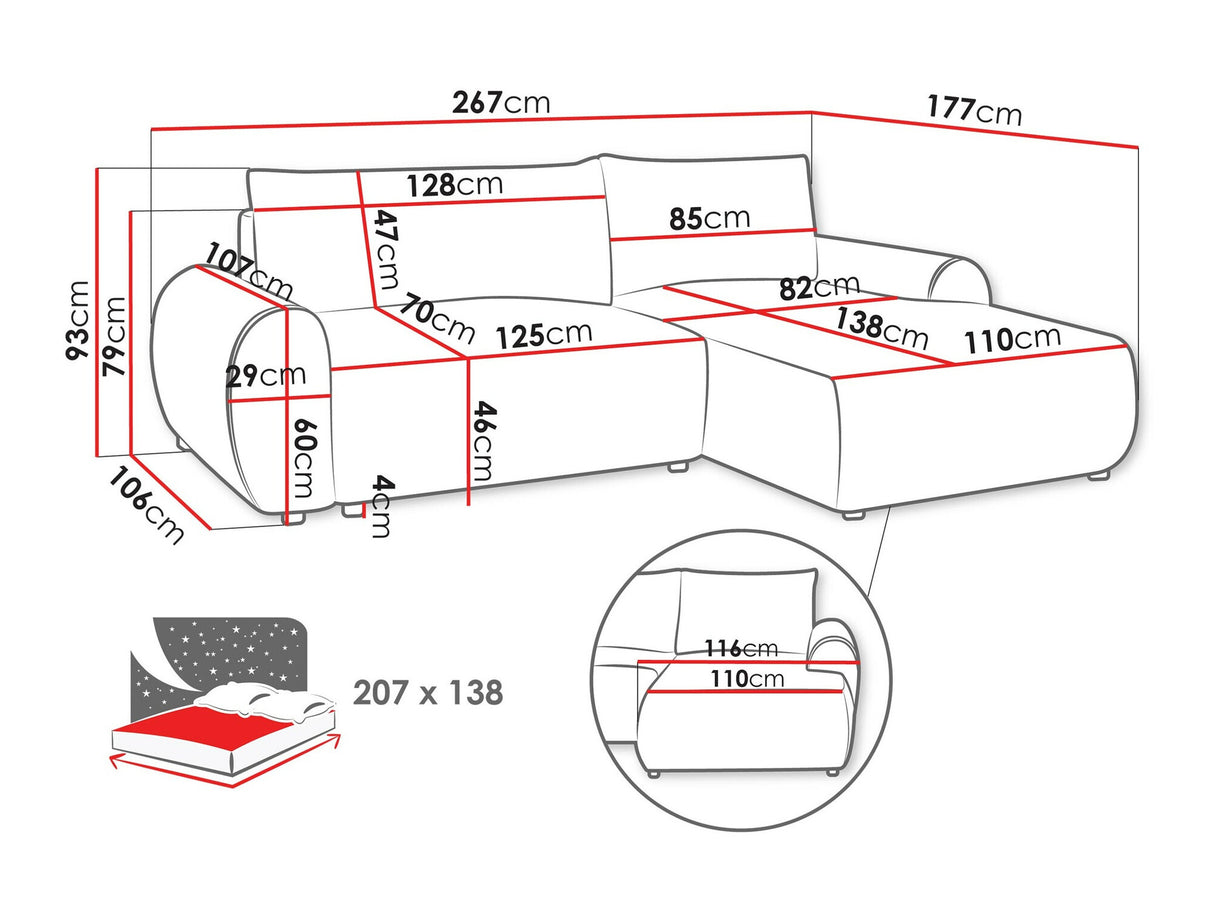 Sarokkanapé Narożnik BELLO, Szín: Tilia 90, Változatok: Jobbos