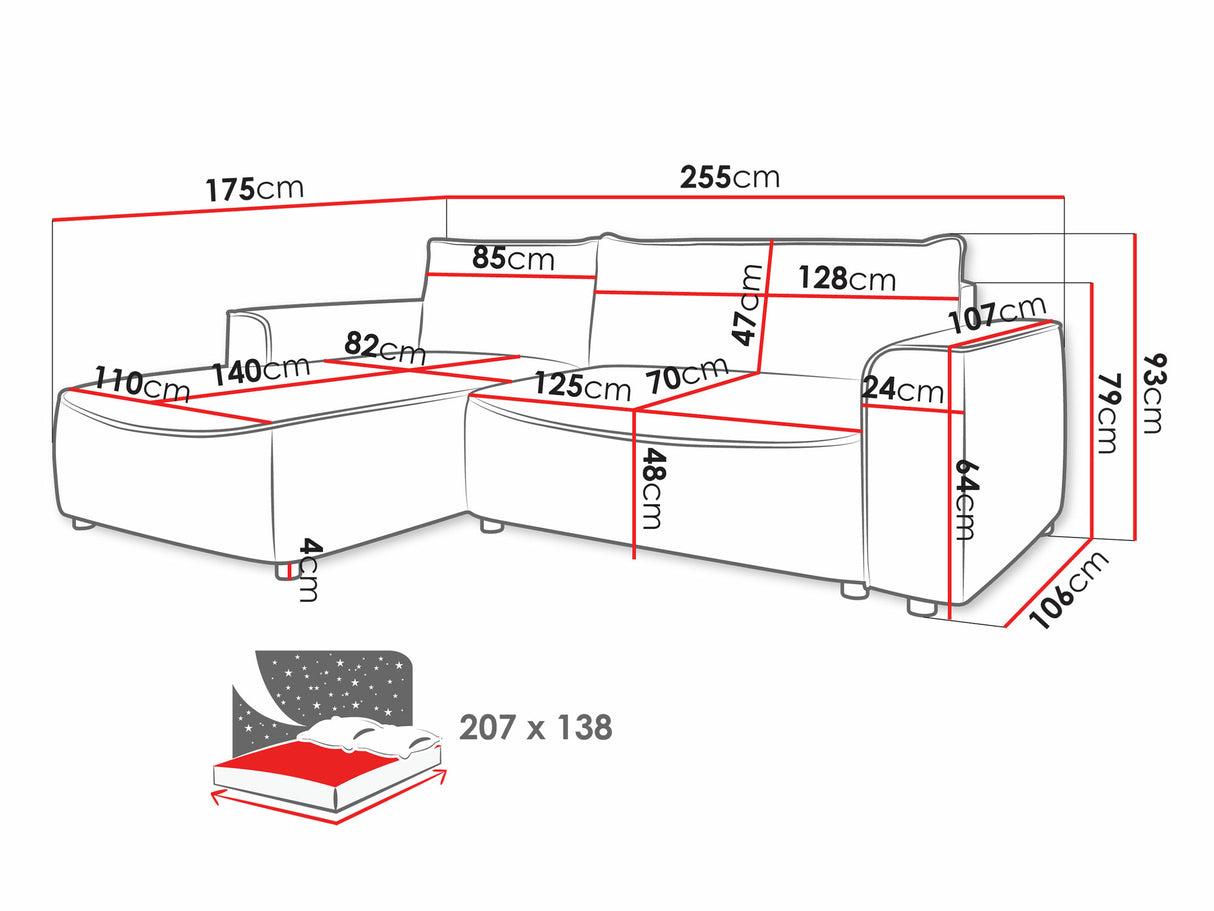 Sarokkanapé Narożnik BELIZA, Szín: Pretty 22, Változatok: Balos