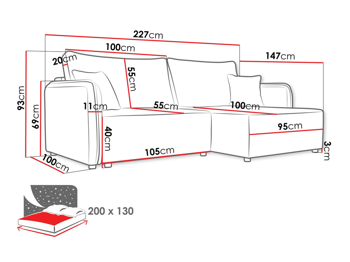 Sarokkanapé Narożnik MELODY, Szín: Velo 621, Változatok: Balos